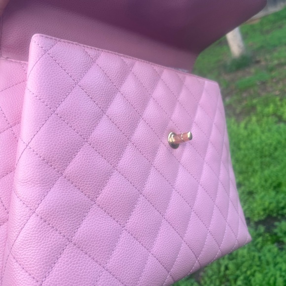 🌸🌸Chanel Vintage Kelly Caviar Pink 24K Gold plated hardware Top handle Bag - Picture 8 of 16